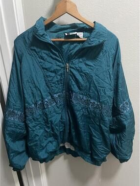 Vintage 90s Bold Spirit Green Windbreaker Jacket Womens XL